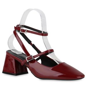 VAN HILL Damen Slingpumps Pumps Klassische Elegante Absatz-Schuhe 841165, Farbe: Burgund, Größe: 38