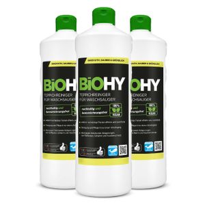 BiOHY Teppichreiniger für Waschsauger, Teppichshampoo, Textilreiniger, Dampfreiniger Teppich – 3er Pack (3 x 1 Liter Flasche)