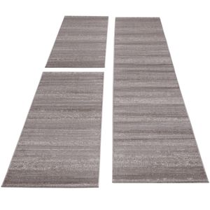 Teppich Bettumrandung Kurzflorteppiche Einfarbig Läufer Set 3 Teile Beige, Bettset:2 x 80x150 cm + 1 x 80x300 cm