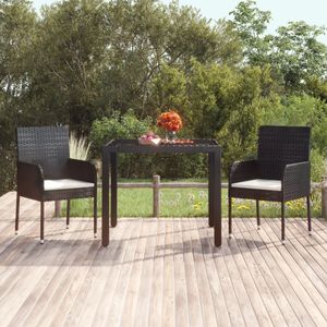 vidaXL Zahradní stůl se skleněnou deskou černý 90x90x75 cm Poly ratan
