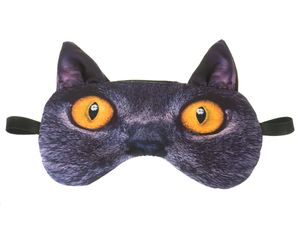 Schlafmaske mit Ohren Reise Relax Augen-maske Abdeckung Bett Nickerchen Augenbinde Seine Schwarz Muster Tier Kreatives Gesicht Britische Katze mit Ohren