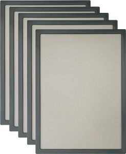 Vorteilspack 5x Infotafel/Bilderrahmen grau - DIN A4 hoch und quer - Aushangrahmen aus recyceltem Kunststoff - inkl. entspiegelter Abdeckfolien