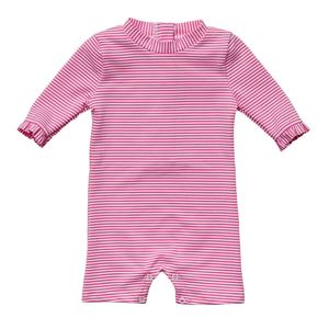 Snapper Rock - UV-Badeanzug für Babys - 3/4 Ärmel - Streifen - Himbeere, 56/62/68