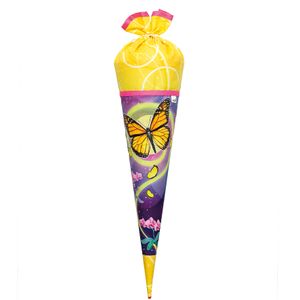 ROTH Schultüte Stoffwunder - Schmetterling 70 cm groß - rund Stoffschultüte mit Roth-SpitzeGelb