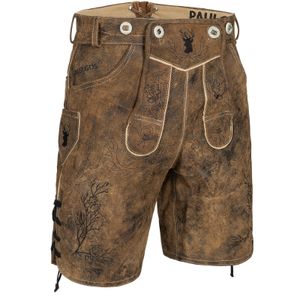 PAULGOS pánske tradičné kožené nohavice krátke - HK3 ANTIK - pravá koža - dostupné v 3 farbách - veľkosť 44 - 60