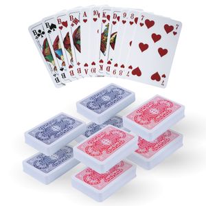 Spielkarten französisches Blatt, 55 Pokerkarten - Farbe Rot und Blau, Ink. Joker, 9cm x 6cm, Canasta Kartenspiel, Karo, Herz, Pik, Kreuz 4x Rot - 4x Blau