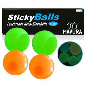 Sticky Balls™ Glow ORIGINAL zestaw 4 świecących neonowych kulek samoprzylepnych do sufitu