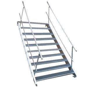 10 Stufen Stahltreppe beidseitig. Geländer Breite 100cm Geschosshöhe 150-200cm