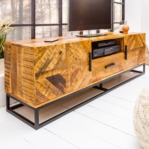 Massives TV-Board INFINITY HOME 160cm Mangoholz Industrial Design Fernsehschrank Lowboard