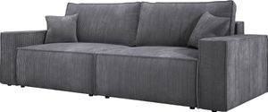 DomoHome Universelles Ecksofa Kasjo  Mit Schlaffunktion Und Bettkasten Weicher Cordstoff Flexibel Stellbar Linkes Layout Schlaffläche: 205x135cm Größe: 245x90x83 cm Farbe: Grau