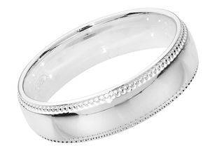 925 Sterling Silber 5mm Court Form Milgrain Herren/Damen - Trauring/Ehering/Hochzeitsring, 58 (18.5); TRS13920RSQ
