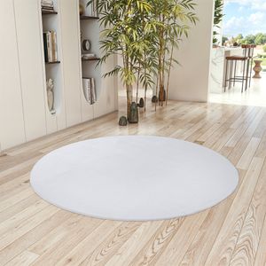 Teppium Waschbarer Kurzflor Teppich, rutschfest & weich, Modernes Einfarbig Design für Wohnzimmer, Schlafzimmer, Grösse 80 cm Rund