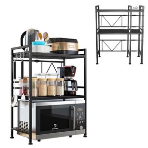 Fleau ausziehbares Mikrowellenregal XL – Mikrowelle – Arbeitsplatten-Organizer – Küchen-Organizer – Mikrowellenschrank – Gewürzregal