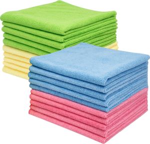 20er Set Mikrofasertuch, 40x40 cm, farblich sortiert (grün, gelb, blau, rosa)