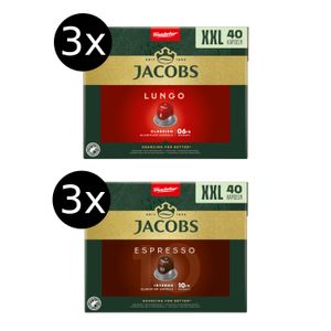 JACOBS Lungo 6 + Espresso 10 Nespresso®* kompatibel - je 120 Kapseln XXL-Pack