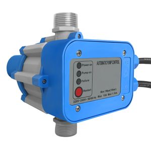 LZQ Druckschalter Pumpensteuerung, max.10 bar Elektronischer Druckwächter, Automatische Pumpensteuerung mit Stecker für Hauswasserwerk Gartenbewässerung Tiefbrunnenpumpe, Blau(Type 1)