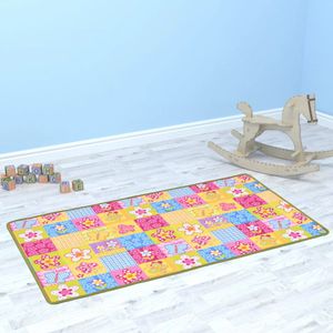 Kinderteppich HM, Spielteppich Bodenmatte Spielmatte Schlingenpol 133 x 180 cm Schmetterlingsmuster, Baby Spielmatte
