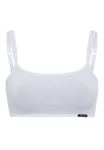 SKINY Damen Bustier - Crop Top, Träger verstellbar, Cotton Stretch, Essentials Weiß S