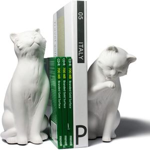 Buchstützen Katzen Figur weiß originelle Regal & Fenster Dekoration für Leseecke und Katzenfans