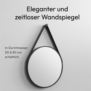 Wandspiegel Badezimmerspiegel TALOS Black Style Spiegel rund Ø 50 cm – runder Wandspiegel in matt schwarz – Badspiegel rund mit hochwertigen Aluminiumrahmen