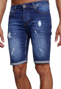 Reslad Jeans Shorts Herren Kurze Hosen Sommer l Used Look Destroyed Männer Denim Jeansshorts l Bermuda Capri Hose Regular Fit RS-2086 Blau W36