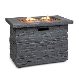 Blumfeldt Anafi Gas-Feuerstelle - Feuertisch - Feuerschale - Tischheizung für den Außenbereich - Flamme in echten Lavasteinen- Bis zu 40.000 BTU / 13 kW Wärmeleistung - Edelstahlbrenner