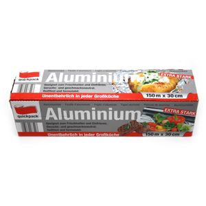 Quickpack Aluminiumfolie 150 m x 30 cm extra stark Alufolie Rollen Alurollen