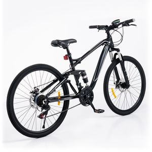 27,5'' Mountainbike 21-Gang Fahrrad Vollfederung Scheibenbremsen MTB mit  Front- und Rücklichter