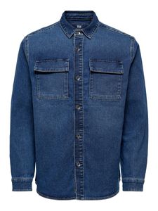 Jeans Hemd Denim Basic Langarm Shirt Twill Baumwolle Shacket ONSCAMON |