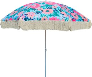 Parasol Parasol plażowy Ochrona UV z torbą Frędzle Kwiaty Ø 155 cm