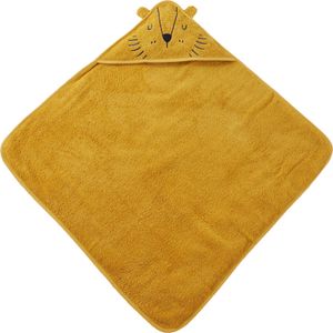 Kapuzenhandtuch für Kinder Motiv Löwe 80x80 cm gold gelbes Babybadetuch mit Ohren aus 100% Baumwolle
