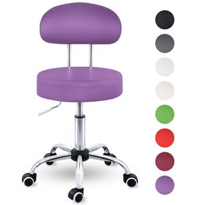 TRESKO Roller Stool Purple s opierkou Pracovná stolička Otočná stolička Kozmetická stolička Praktická stolička
