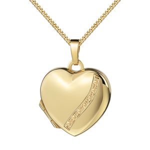 Amulett Herz GoldAnhänger Medaillon Gold 585 zum Öffnen für 2 Bilder Herzkette 60 cm