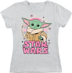Star Wars T-Shirt Damen Kids - Starry - Grogu hellgrau meliert 152