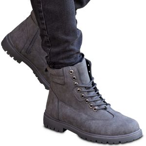 Herren Lederstiefel Boots Stiefel Stiefeletten Winter Schuhe Grau Gr. 43