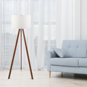 Opviq, AYD, 38 x 140 cm, Stojacia lampa, Biela,Hnedá, 70% MDF / 30% PVC tkanina