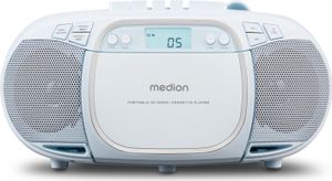 MEDION E66476 Stereo Sound System (Boombox, CD-Player, MP3, Kassette, tragbarer Kassettenspieler für Kinder, UKW Radio, AUX, Kopfhörer, Netz & Batterie) blau MEDION E66476 Stereo Sound System (Boombox, CD-Player, MP3, Kassette, tragbarer Kassettenspieler für Kinder, UKW Radio, AUX, Kopfhörer, Netz & Batterie) blau