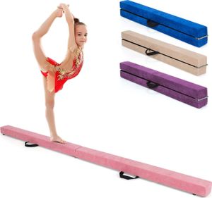 COSTWAY 210 cm kladina, skladacia gymnastická kladina, kladina s nosnosťou do 70 kg, prenosná kladina s držadlami na prenášanie, gymnastická kladina na domácu gymnastiku (ružová)
