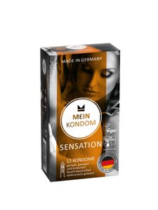 MEIN KONDOM Sensation FAIR & VEGAN, 12 Kondome mit Noppen und Rillen, 21004V