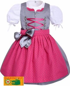 Kinderdirndl grau pink 3-tlg. 110