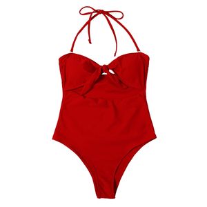 Damen Bandage Gepolstert Einteilige Badeanzüge Bikini Tops Unterwäsche,Farbe:M,Größe:Rot
