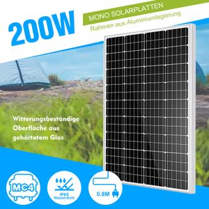 200W Solarpanel Solarmodul 12V Monokristallin Wohnmobil Camping Pumpen Balkonkraftwerk