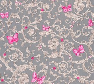 Versace wallpaper Barocktapete Butterfly Barocco Vliestapete violett grau bronze