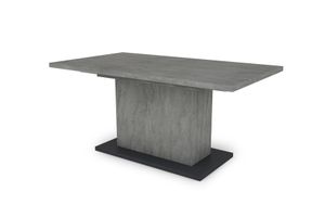 byLIVING Esstisch Athen, 160-200x90 cm, Tischplatte und Säule Melamin Beton-Optik, Bodenplatte Melamin Anthrazit