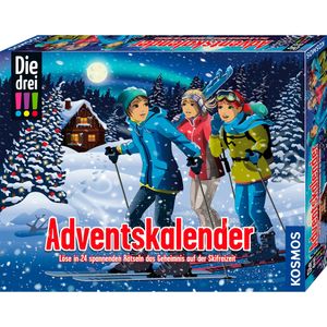 Kosmos 632502 Die DREI  Adventskalender 2023, Löse das Rätsel um das Geheimnis auf der Ski-Freizeit, mit 24 Detektiv-Gimmicks, Spielzeug-Adventskalender für Kinder ab 8 Jahre