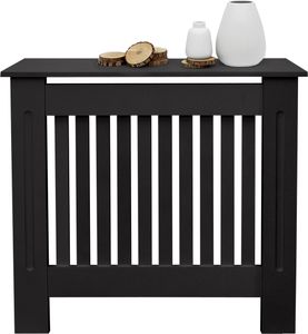 ECD Germany Heizkörperverkleidung Landhausstil 78x19x82 cm, Schwarz, aus MDF lackiert für Schlafzimmer Wohnzimmer ECD Germany Heizkörperverkleidung Landhausstil 78x19x82 cm, Schwarz, aus MDF lackiert für Schlafzimmer Wohnzimmer