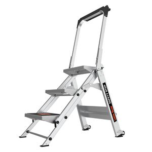 Little Giant Ladders Sicherheitsstufe, 3-stufig, Modell 10310BAEN, 150 kg Aluminium-Tritthocker mit Handlauf