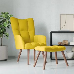 vidaXL Relaxsessel mit Hocker Senfgelb Samt vidaXL Relaxsessel mit Hocker Senfgelb Samt
