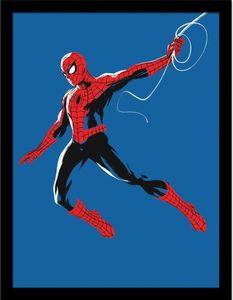 Spider-Man - Gerahmtes Poster, Webleine PM8891 (40 cm x 30 cm) (Blau/Rot)