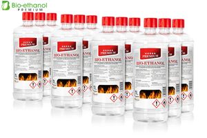 Bioethanol Premium 1L x 12 fürEthanol-Kamin - Feuerstelle -Tischkamin BESTE  QUALITÄT